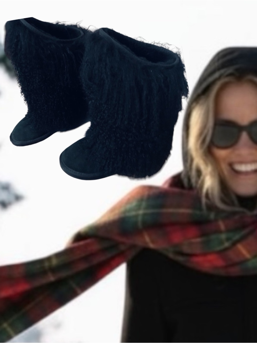 Australia Luxe Collective Black Curly Shearling Winter Boots